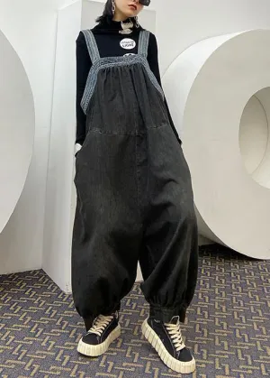 Denim overalls 2021 new plus size casual nine-point lantern pants female jumpsuit