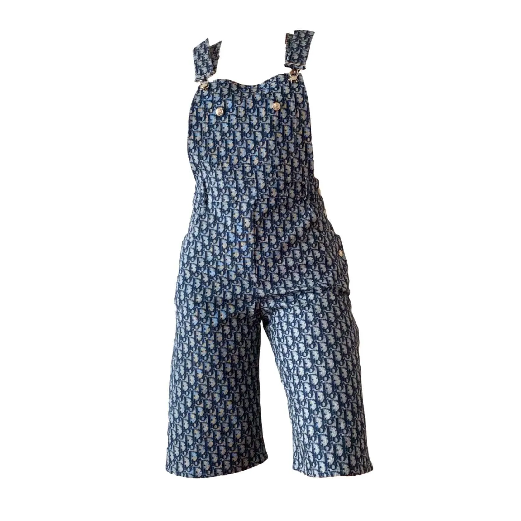 Dior Blue Monogram Cropped Overalls