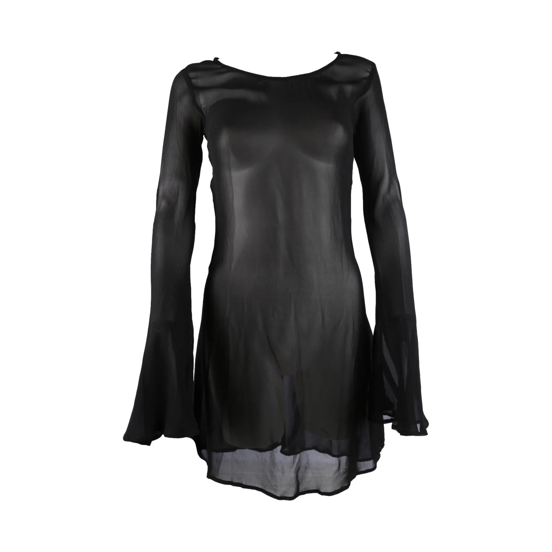 Dolce & Gabbana Black Sheer Button Dress