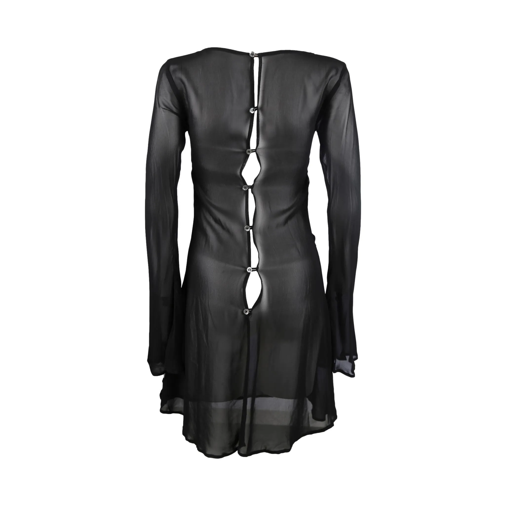 Dolce & Gabbana Black Sheer Button Dress