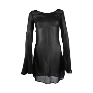 Dolce & Gabbana Black Sheer Button Dress