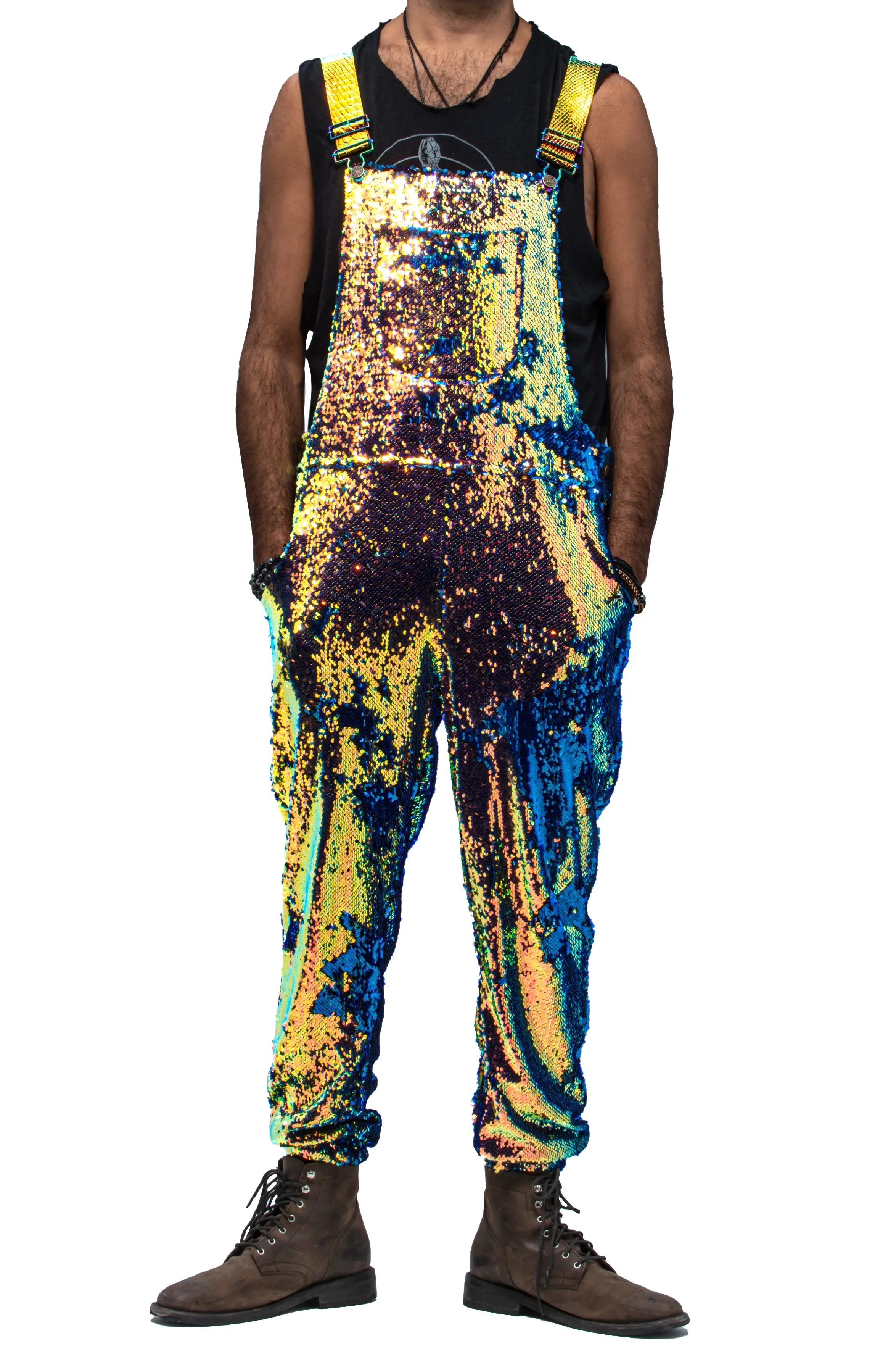 Dragon Embers Men's Jogger Sequin Overalls