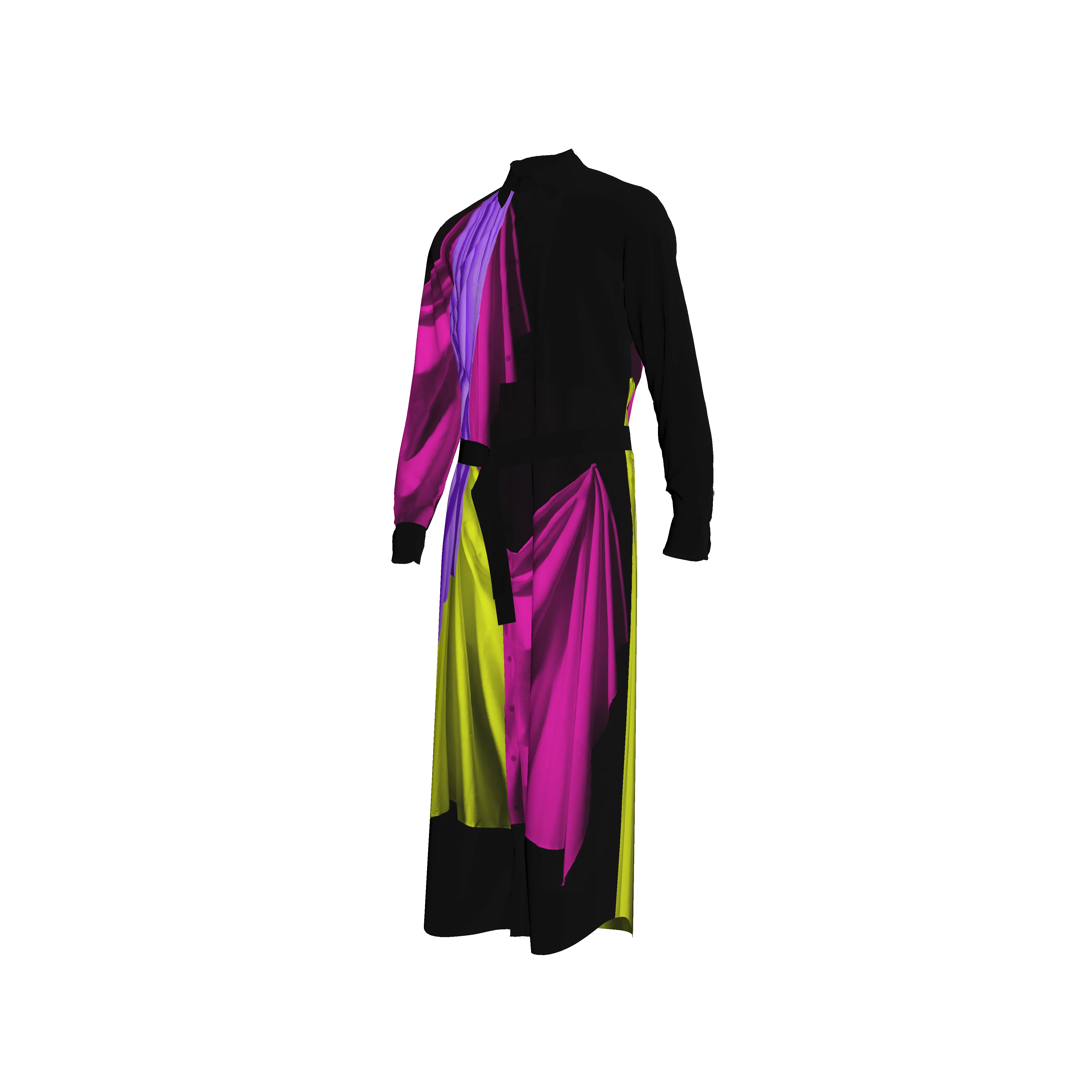 Drape Maxi Shirt Dress in Double Georgette