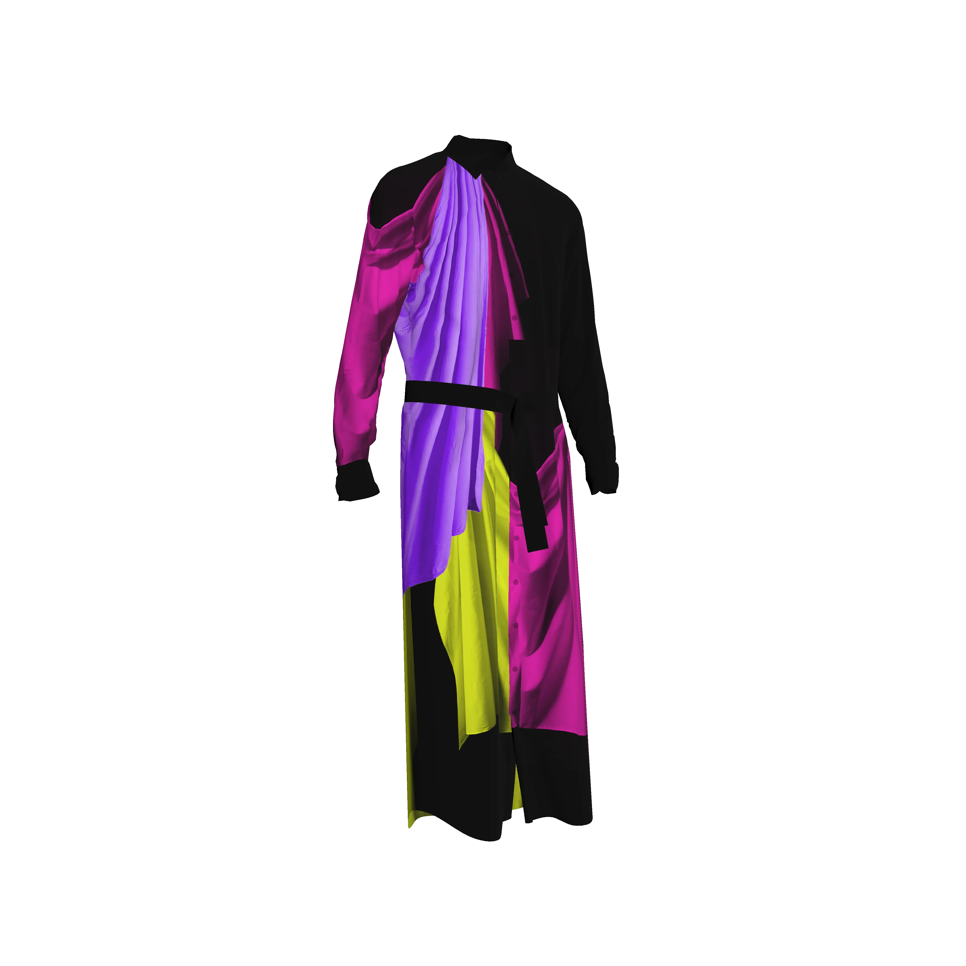 Drape Maxi Shirt Dress in Double Georgette