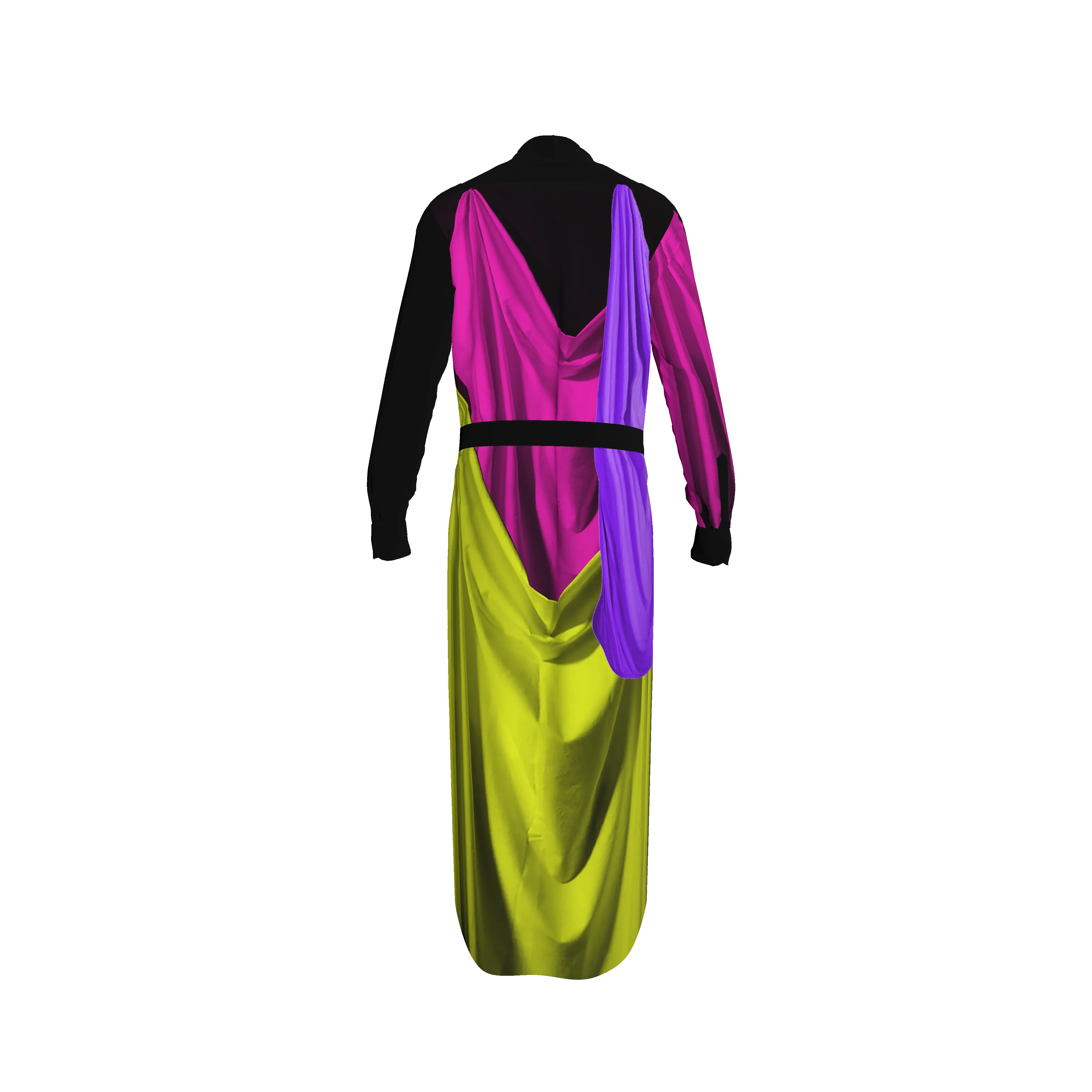 Drape Maxi Shirt Dress in Double Georgette