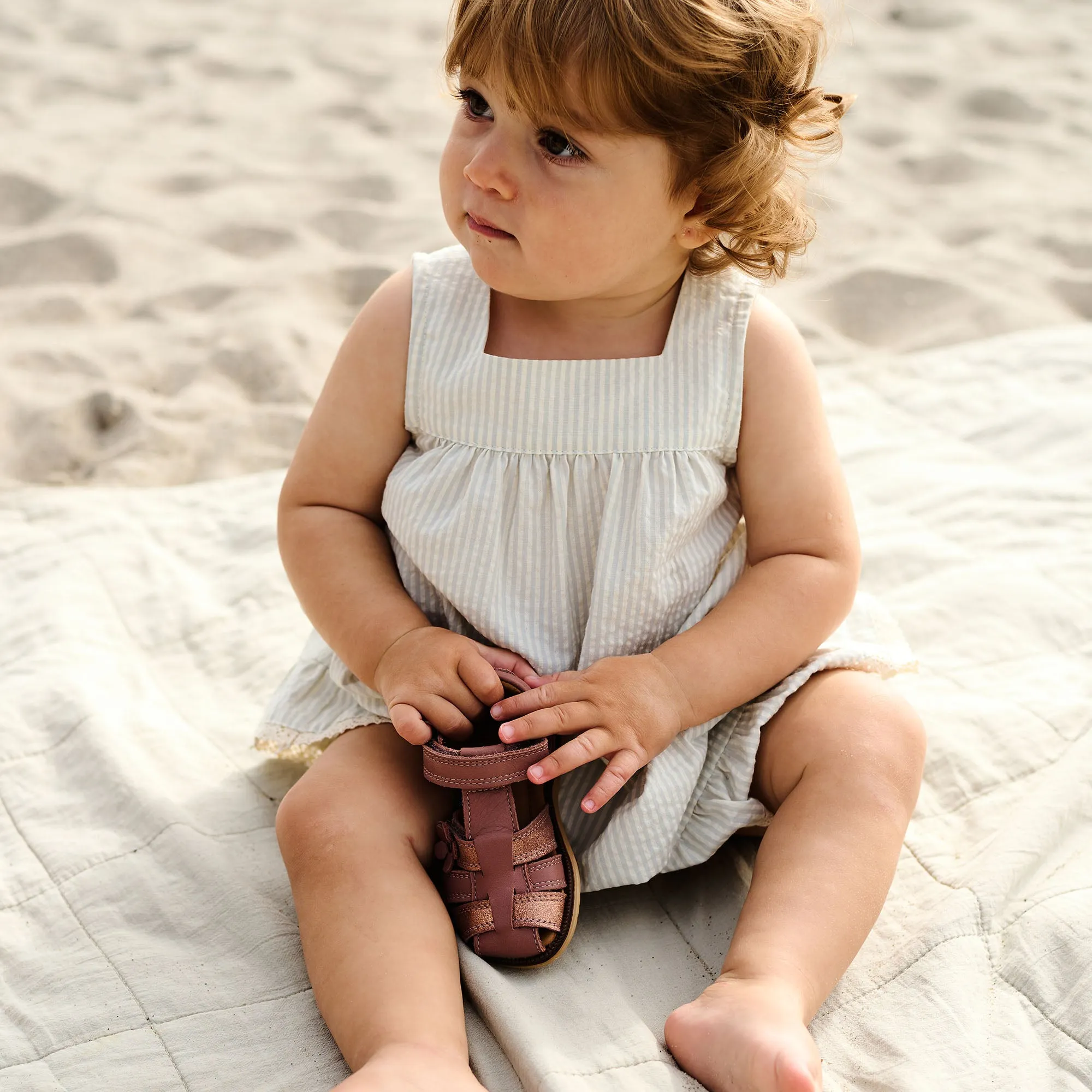 Dress Ruffle Ayla - summer blue stripe