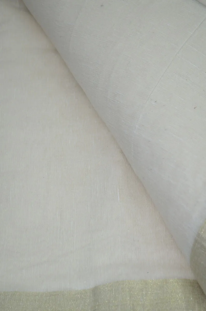 Dyeable Chanderi  Spun Cotton Textured Bordered Fabric