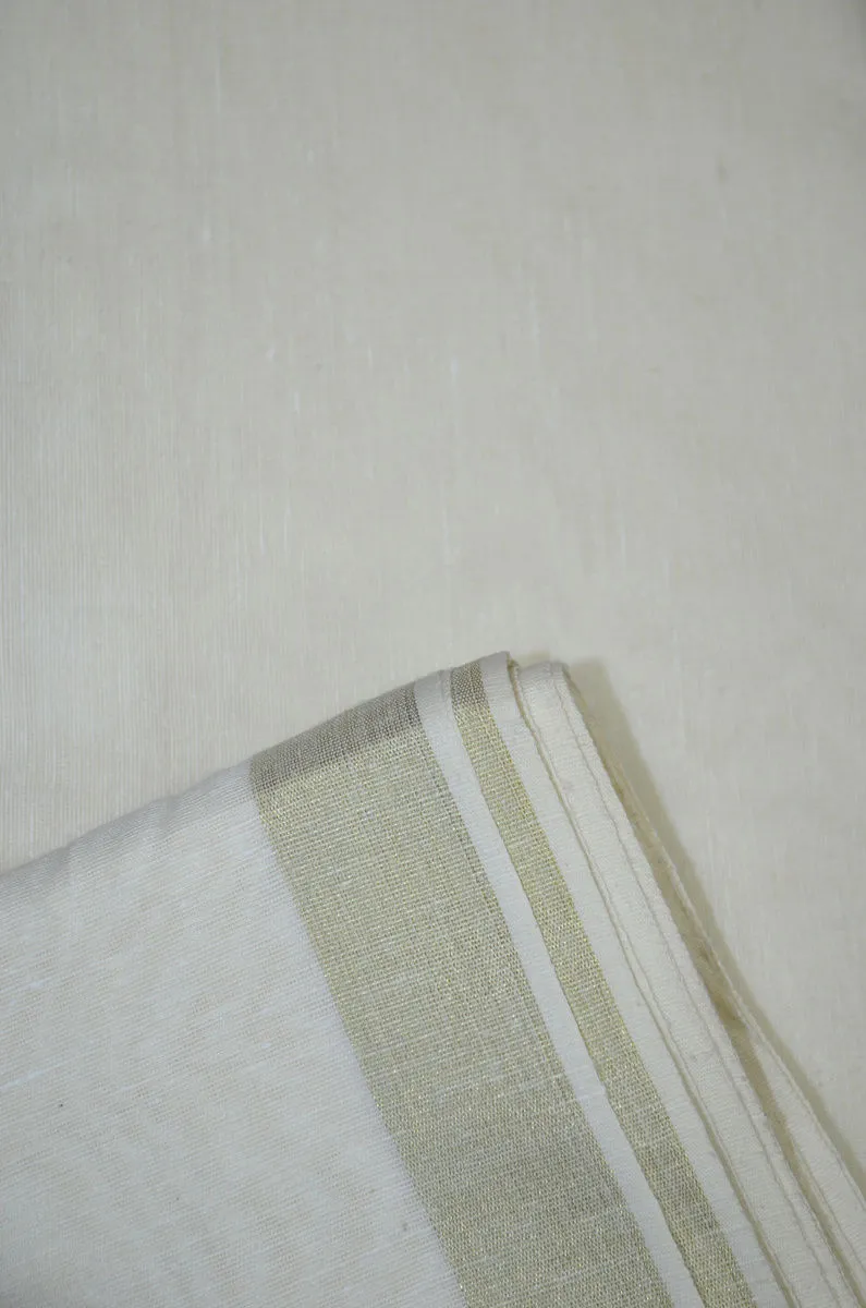 Dyeable Chanderi  Spun Cotton Textured Bordered Fabric