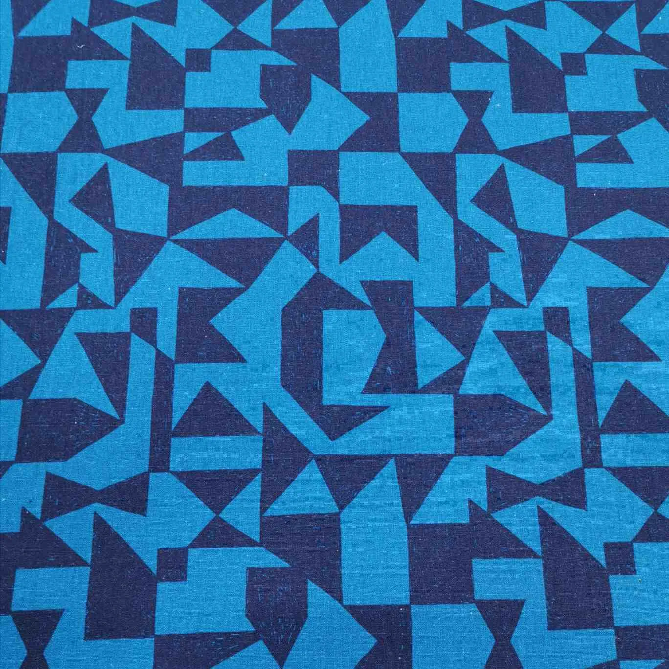 Echino Kokka Linen Cotton Canvas, Patch In Blue