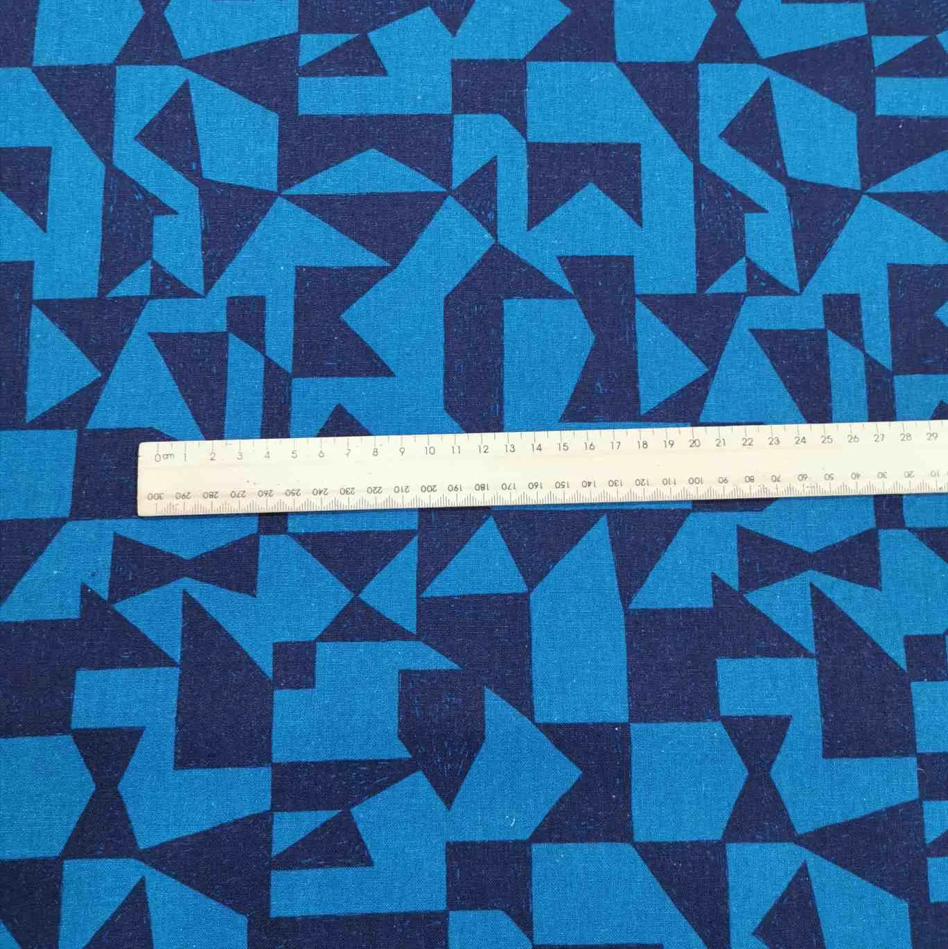 Echino Kokka Linen Cotton Canvas, Patch In Blue