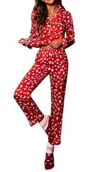 Ekouaer Silk Satin Pajamas Women's Long Sleeve Pj Set Soft Button Down 2 Piece Sleepwear Loungewear S-XXL.