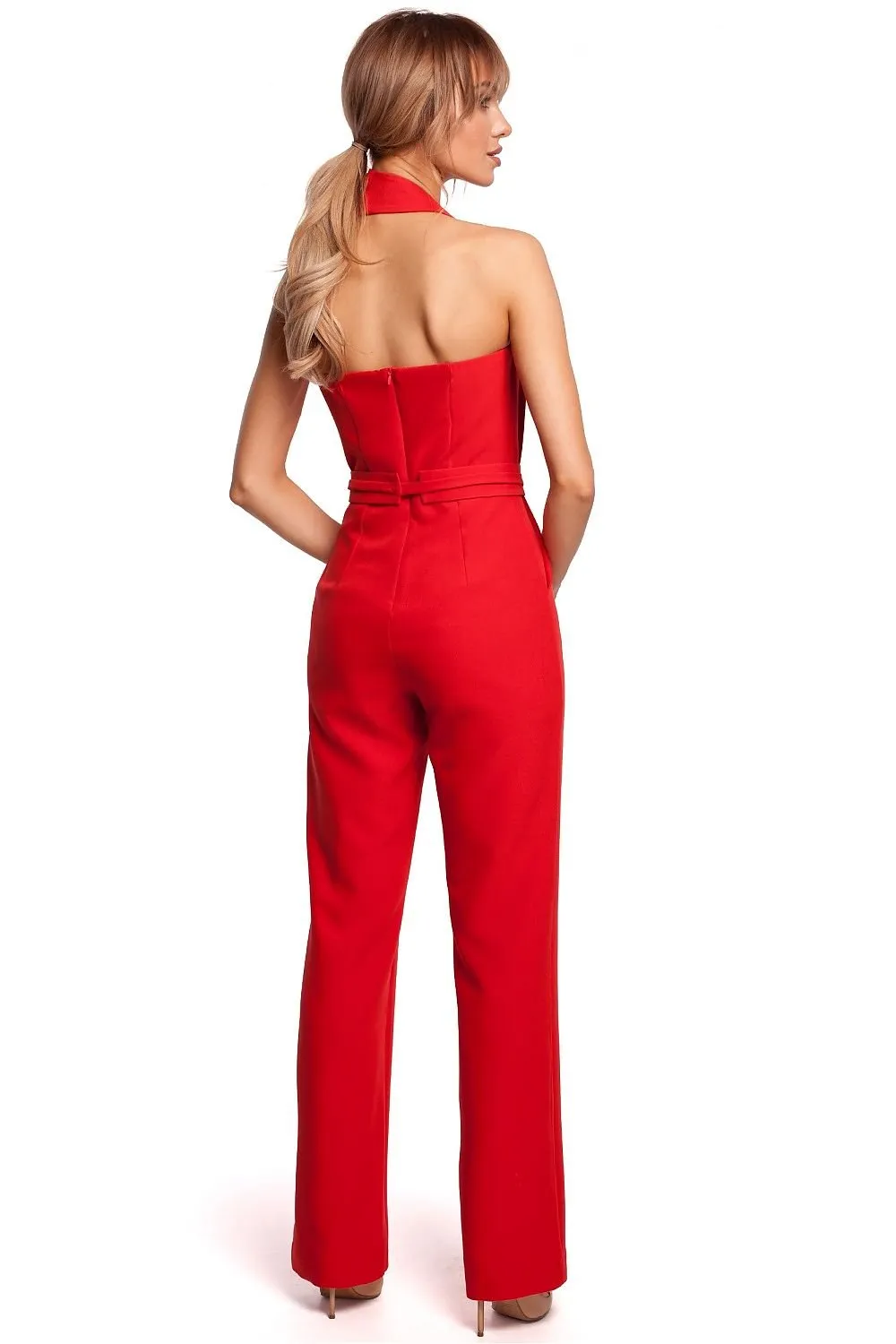 Elegant asymmetrical neck jumpsuit
