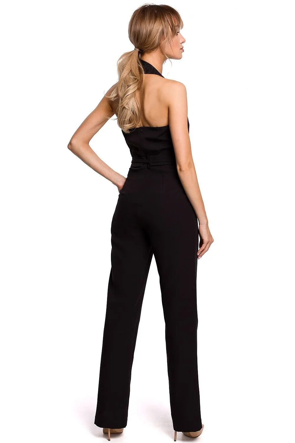 Elegant asymmetrical neck jumpsuit
