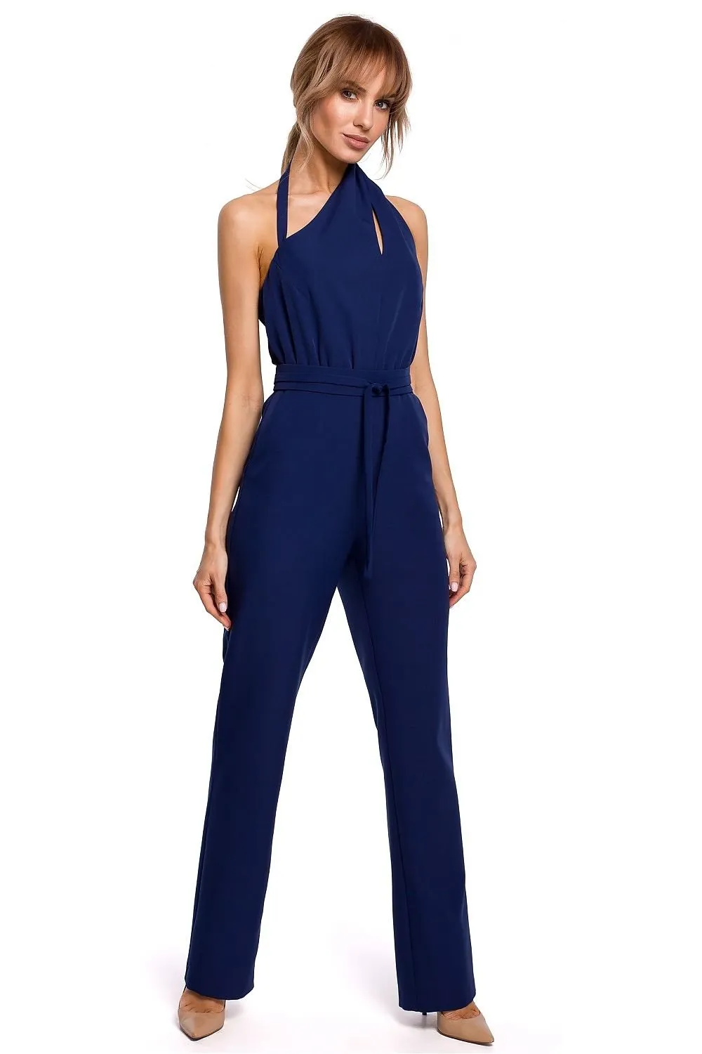 Elegant asymmetrical neck jumpsuit
