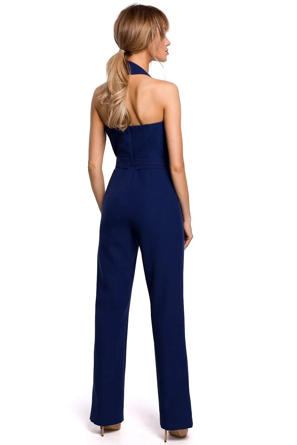 Elegant asymmetrical neck jumpsuit