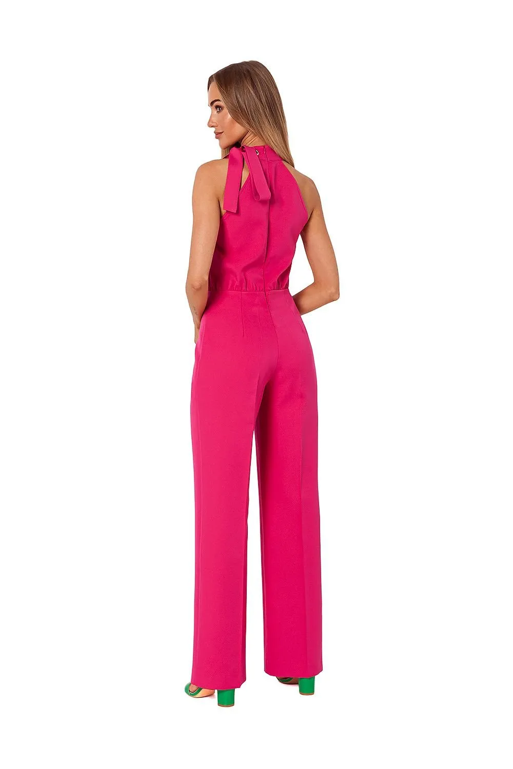 Elegant halter neck striking tie jumpsuit