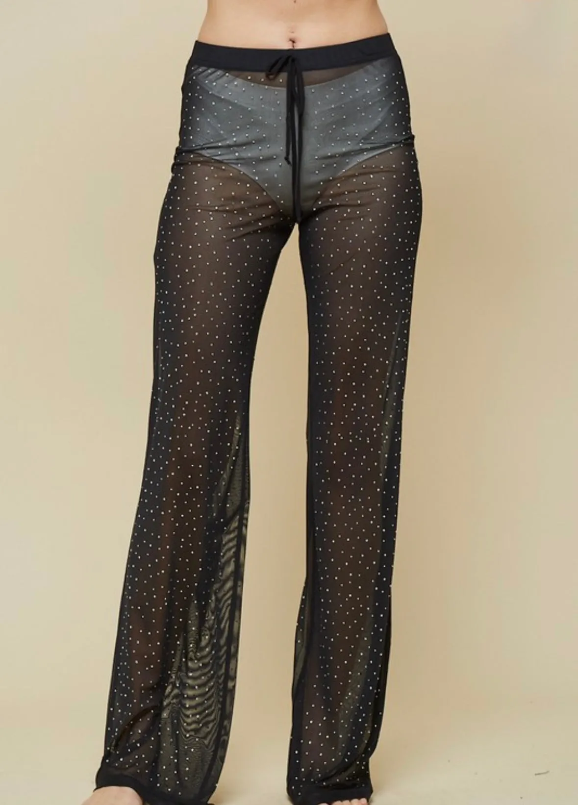 Embellished Mesh Pants