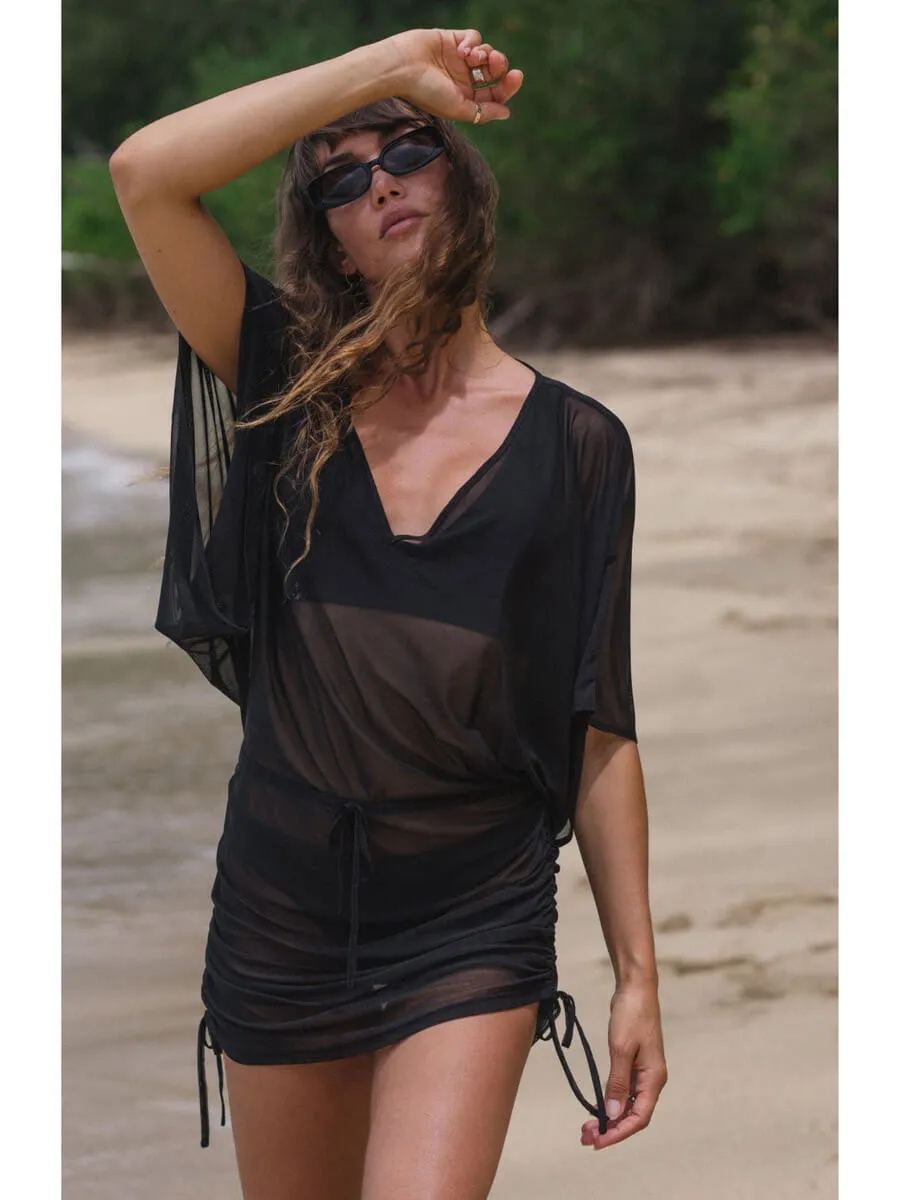Escape Mesh Tunic In Black