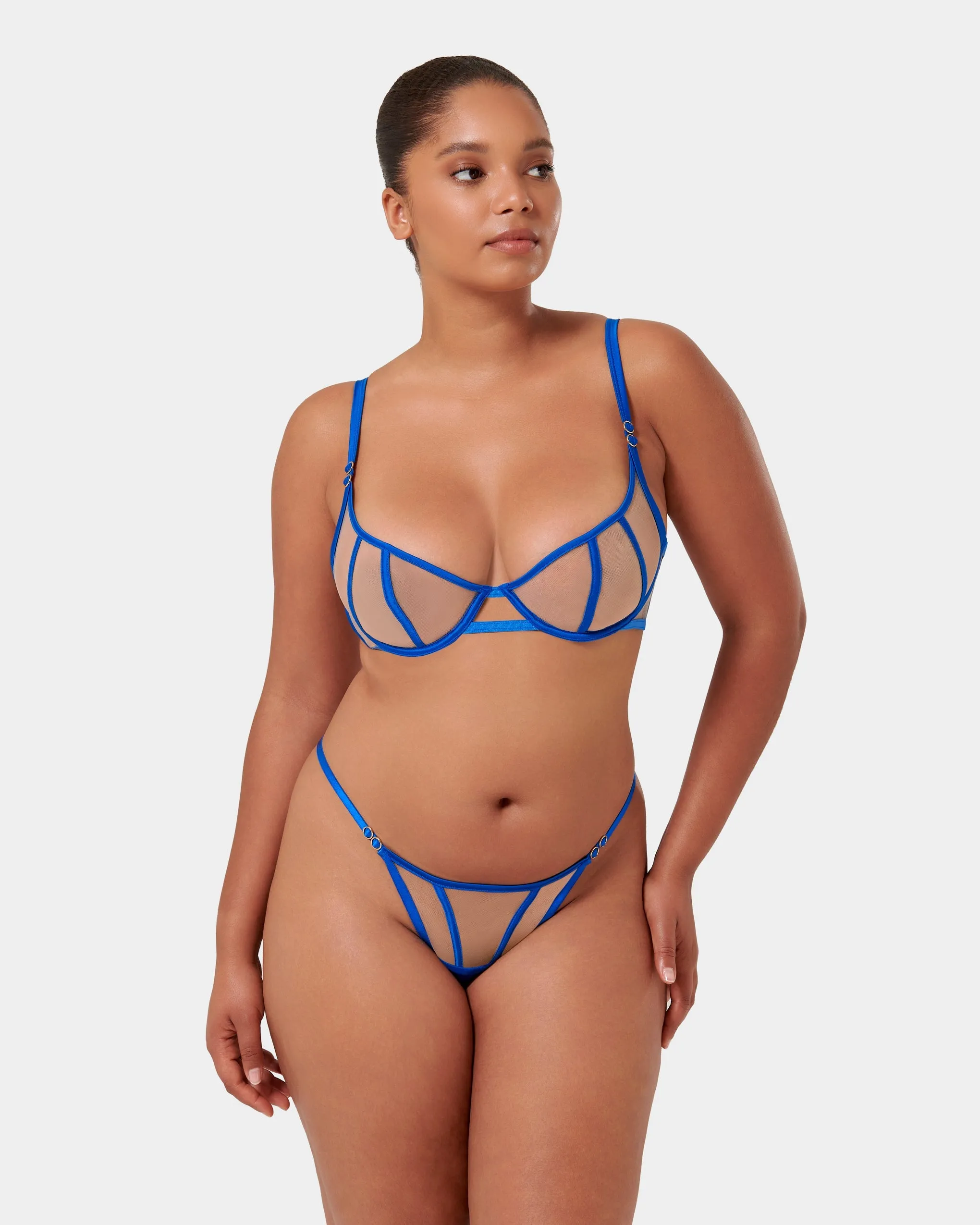 Etta Thong Egyptian Blue/Sheer
