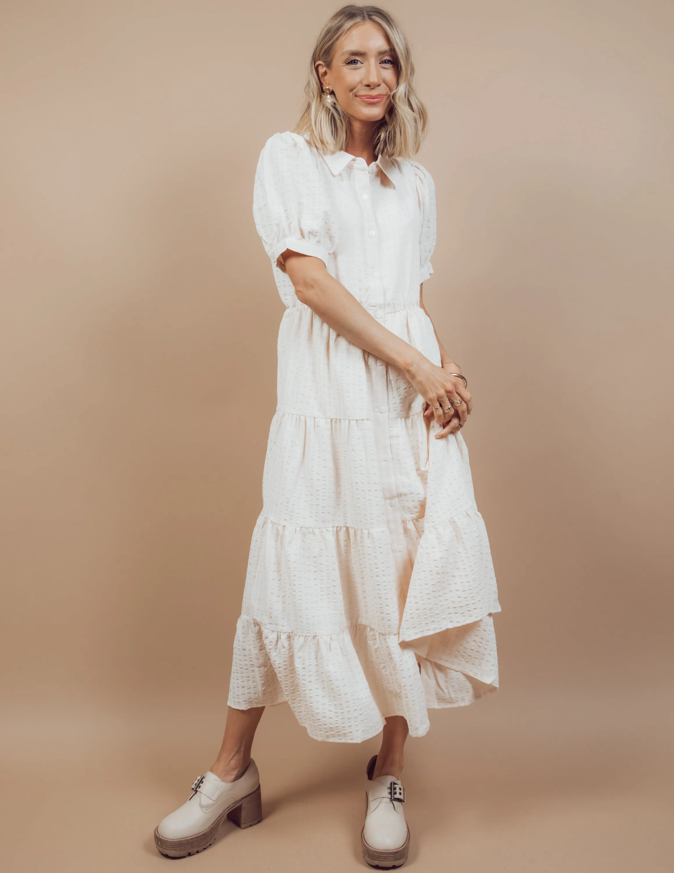 Fay Seersucker Midi Dress