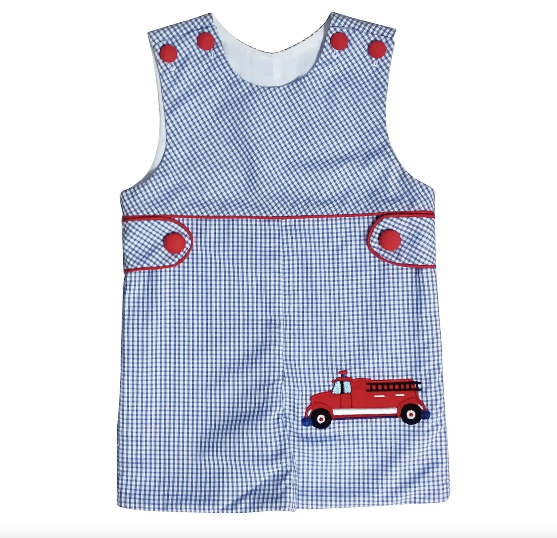 Firetruck Applique Boy's Overall