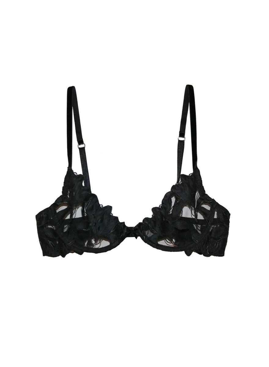 Fleur du Mal Lily Embroidery Plunge Demi Bra