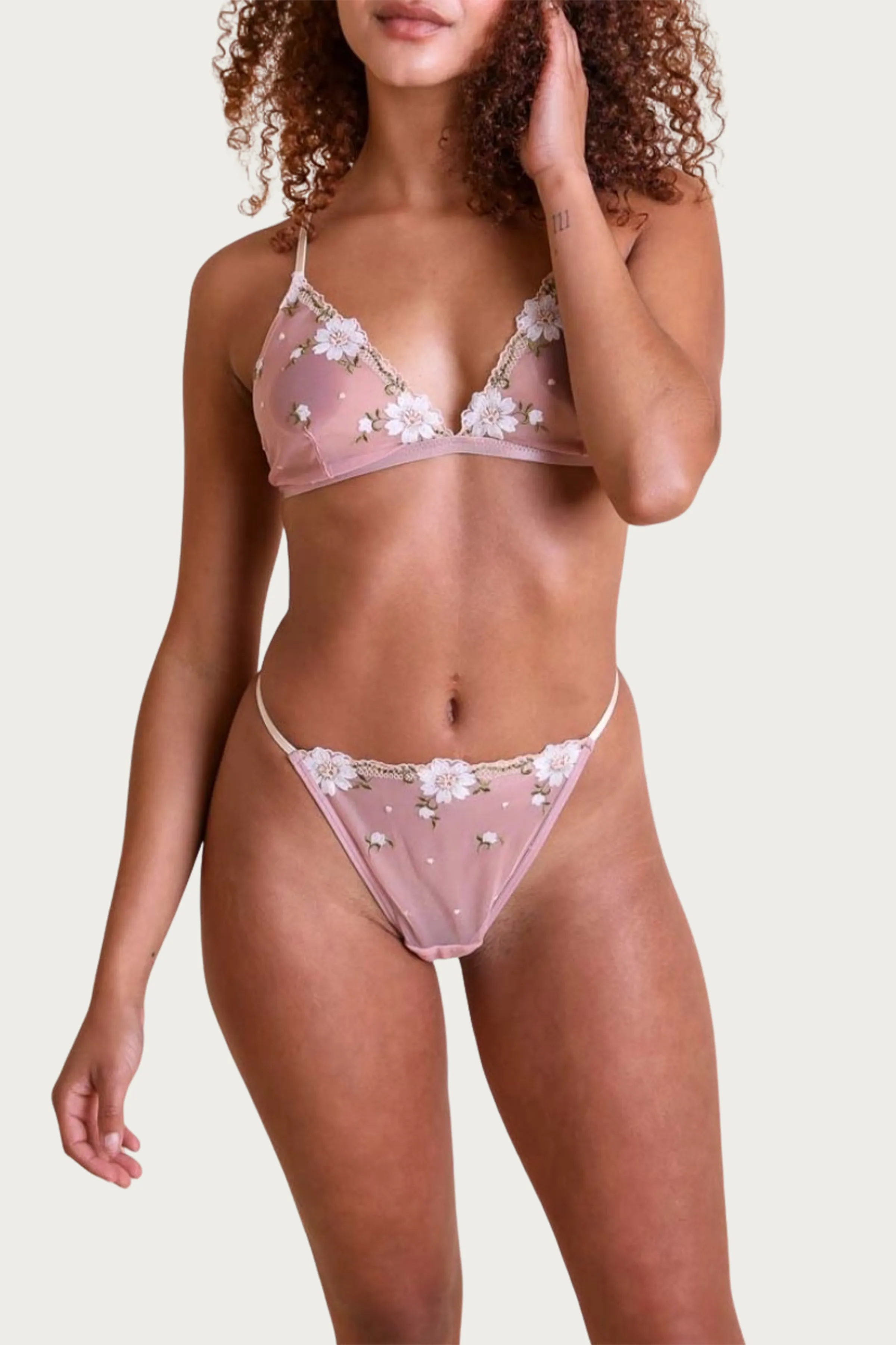 FLORAL-EMBROIDERED SOFT-CUP MESH BRALETTE