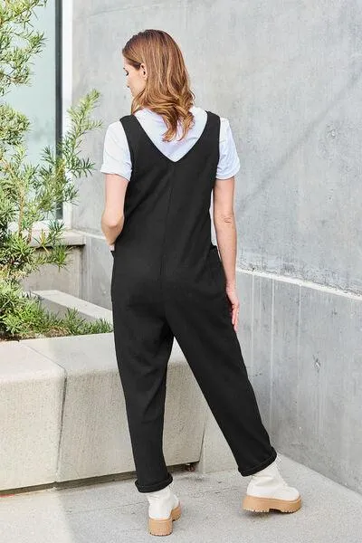 Free And Easy Sleeveless Straight Leg Jumpsuit