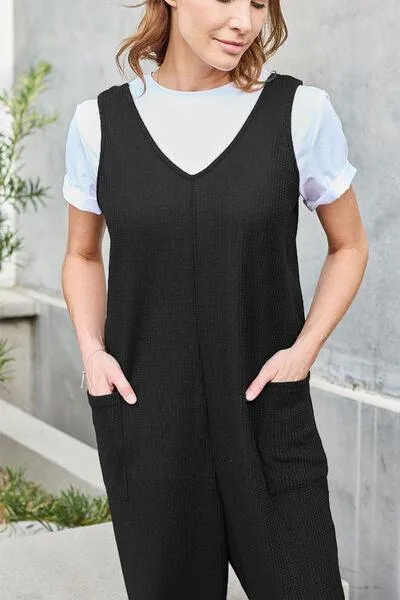 Free And Easy Sleeveless Straight Leg Jumpsuit