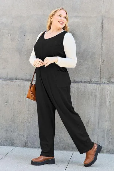 Free And Easy Sleeveless Straight Leg Jumpsuit