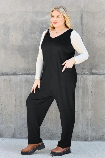 Free And Easy Sleeveless Straight Leg Jumpsuit