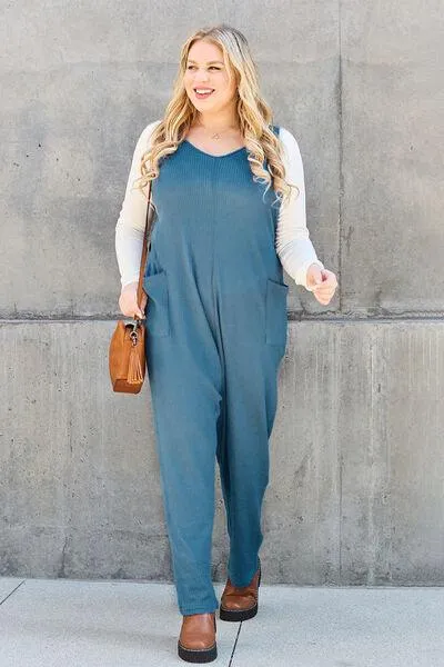 Free And Easy Sleeveless Straight Leg Jumpsuit