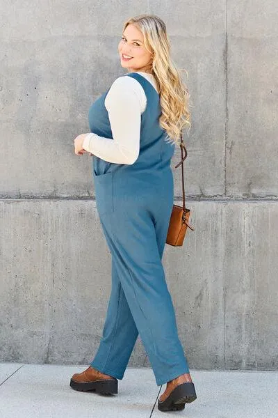 Free And Easy Sleeveless Straight Leg Jumpsuit
