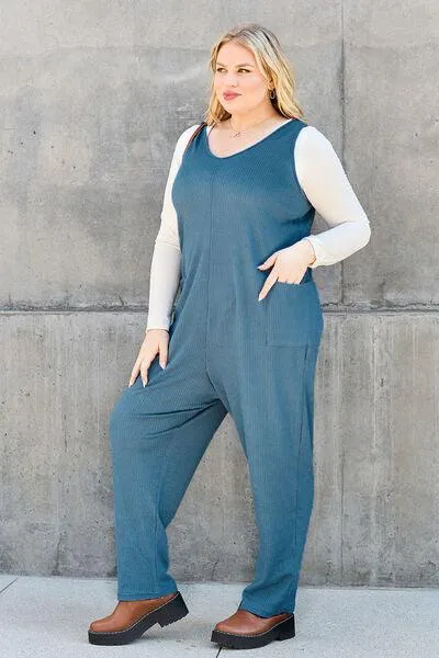 Free And Easy Sleeveless Straight Leg Jumpsuit