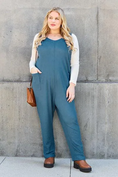 Free And Easy Sleeveless Straight Leg Jumpsuit