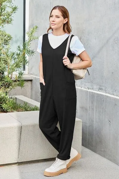 Free And Easy Sleeveless Straight Leg Jumpsuit