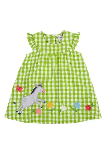 Frugi Myrtle Body Dress - Macaw/Gingham Donkey