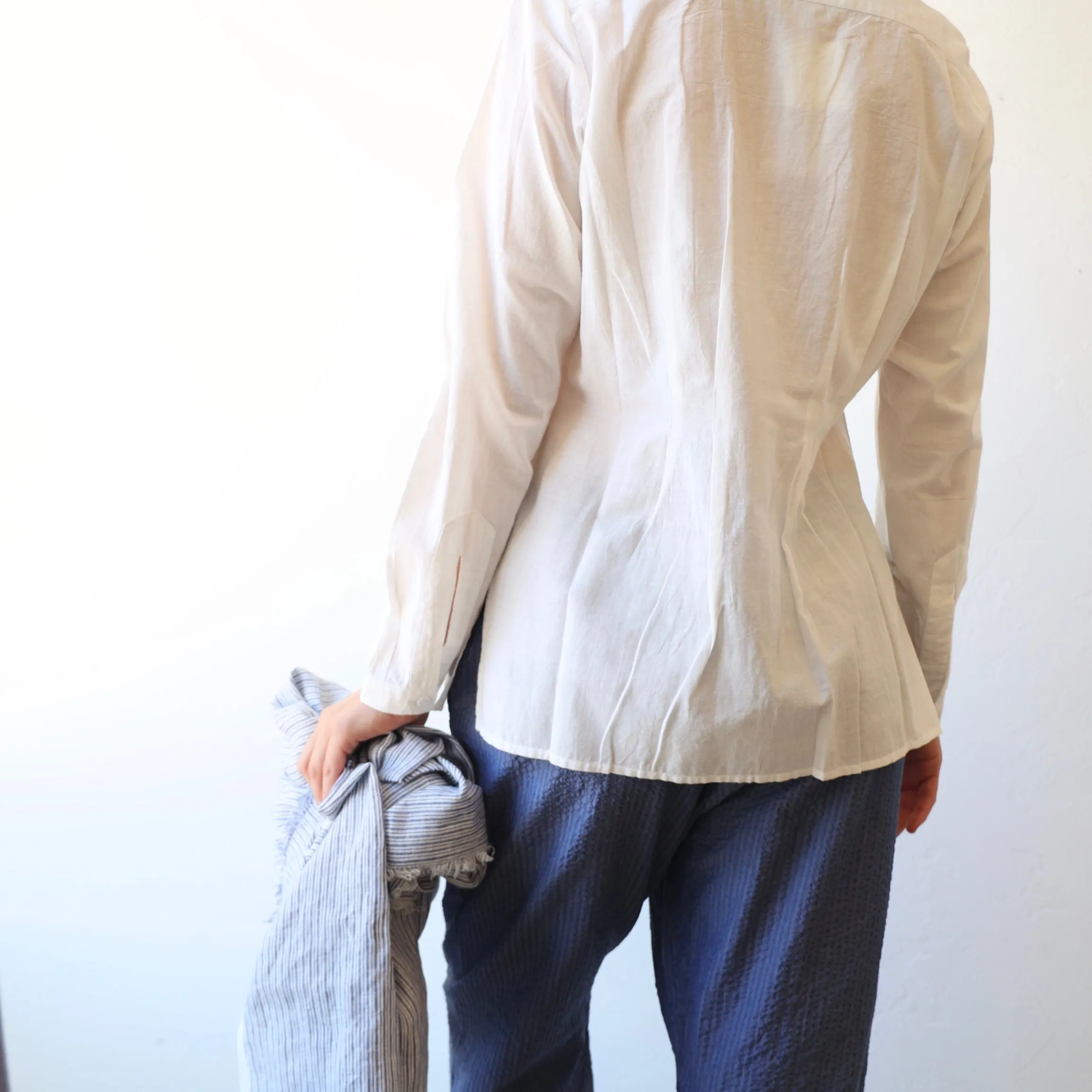 Gallego Desportes Easy Pants - Dust Blue Seersucker