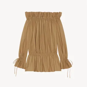 Gathered Dress In Cotton Serge