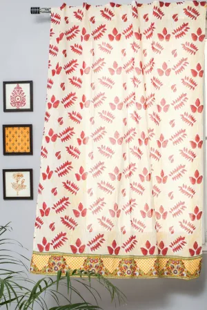 'Glow of Autum' Handblock Printed Cotton Window Curtain