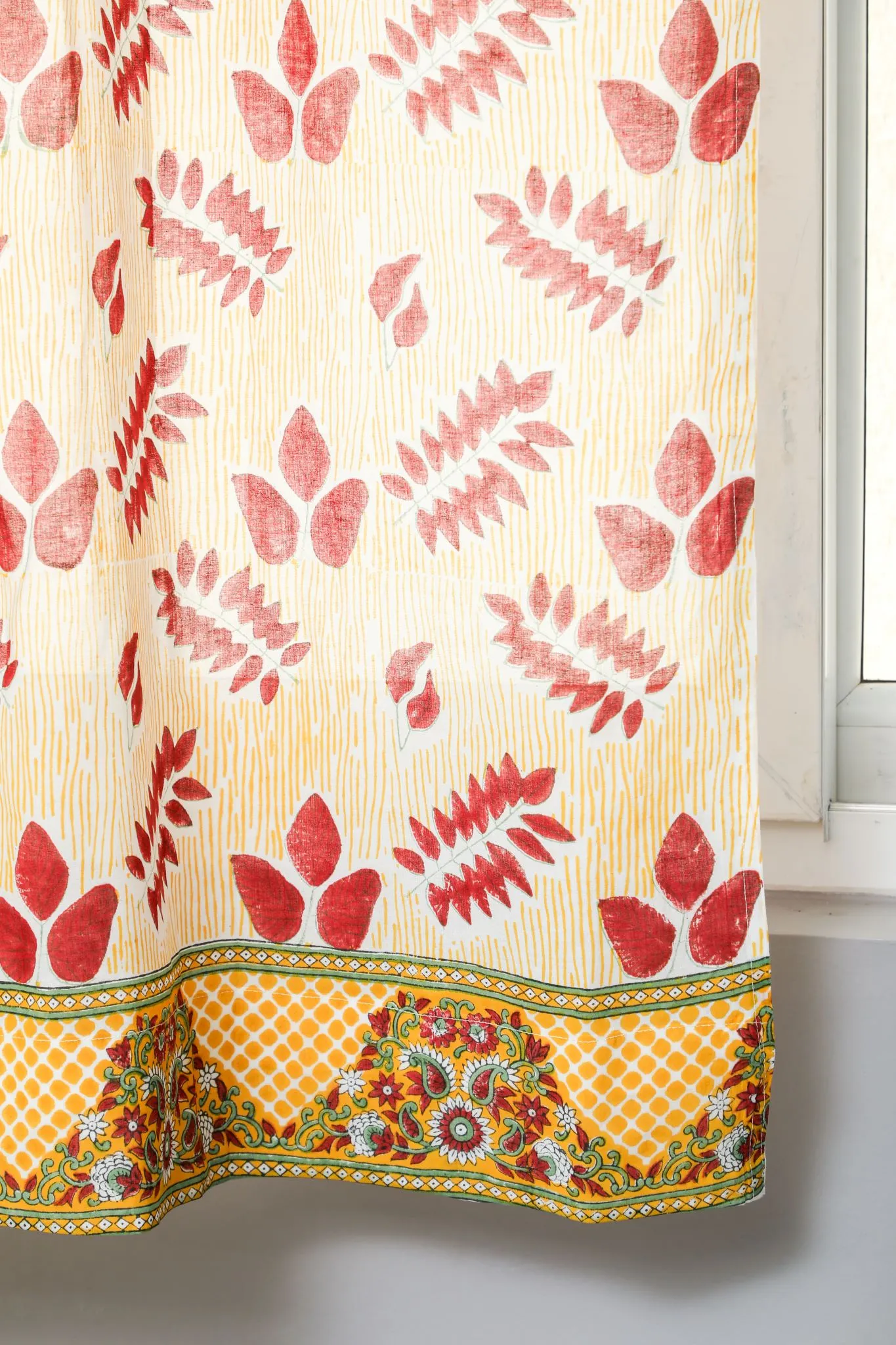 'Glow of Autum' Handblock Printed Cotton Window Curtain
