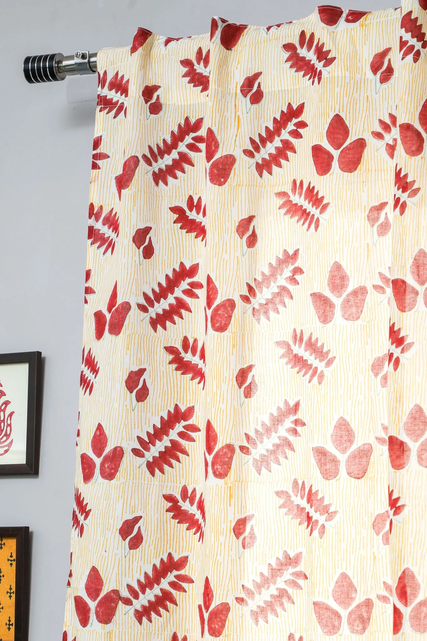 'Glow of Autum' Handblock Printed Cotton Window Curtain
