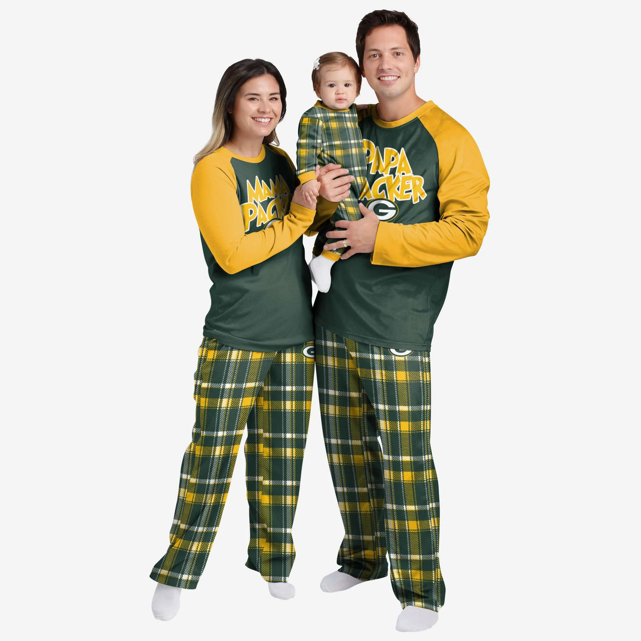 Green Bay Packers Infant Plaid Family Holiday Pajamas