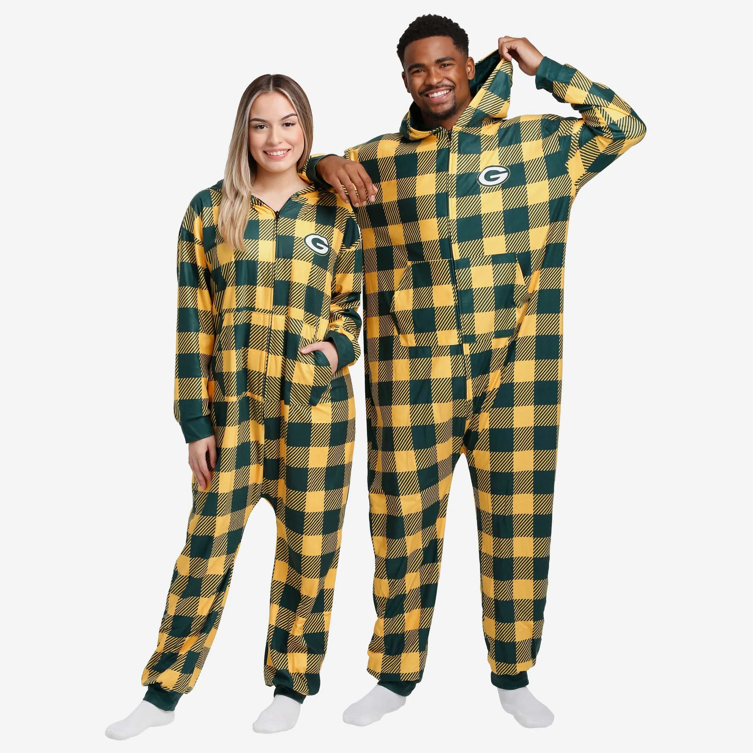 Green Bay Packers Plaid One Piece Pajamas