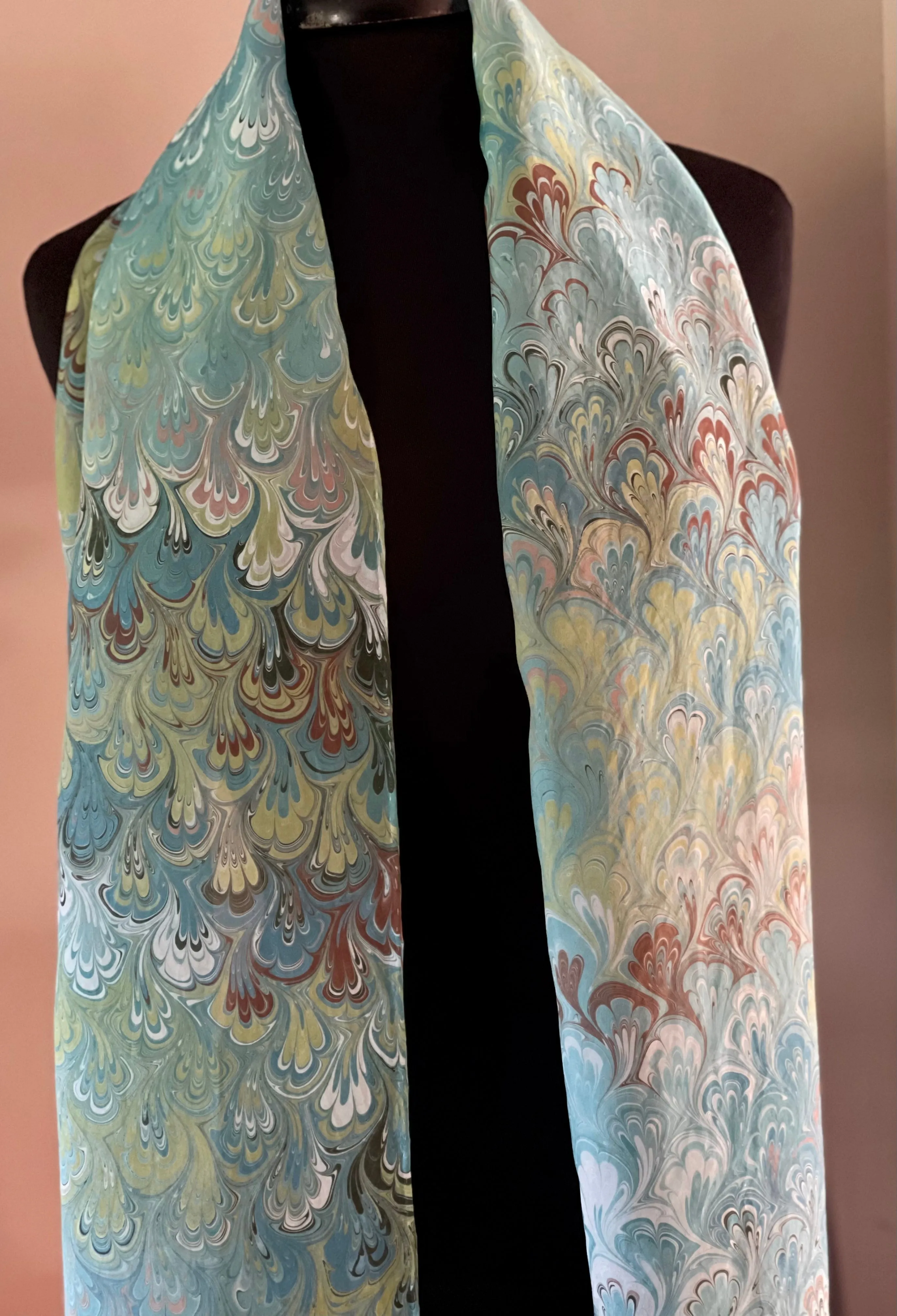 Green bouquet  Patterned Habotai Silk