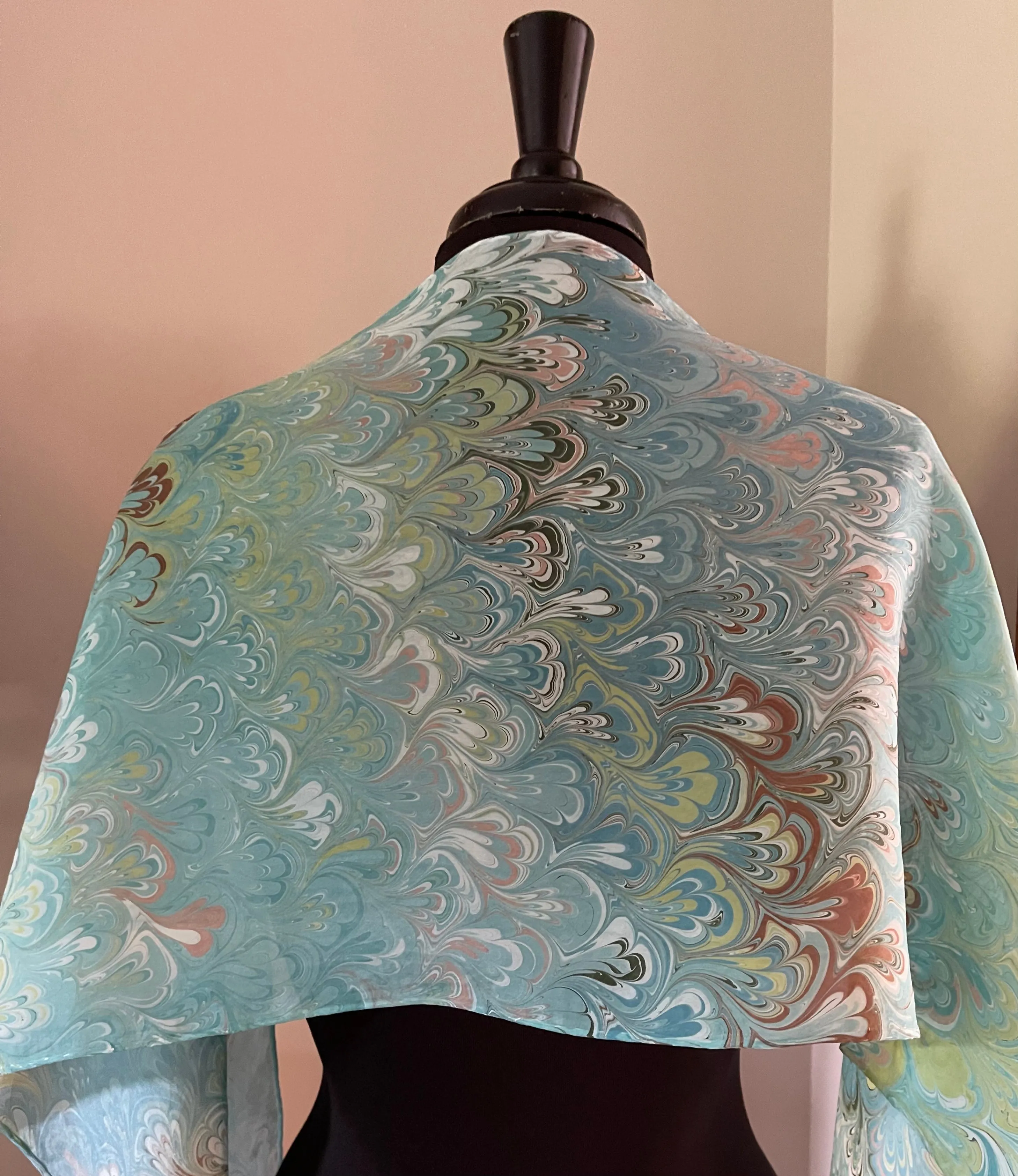 Green bouquet  Patterned Habotai Silk
