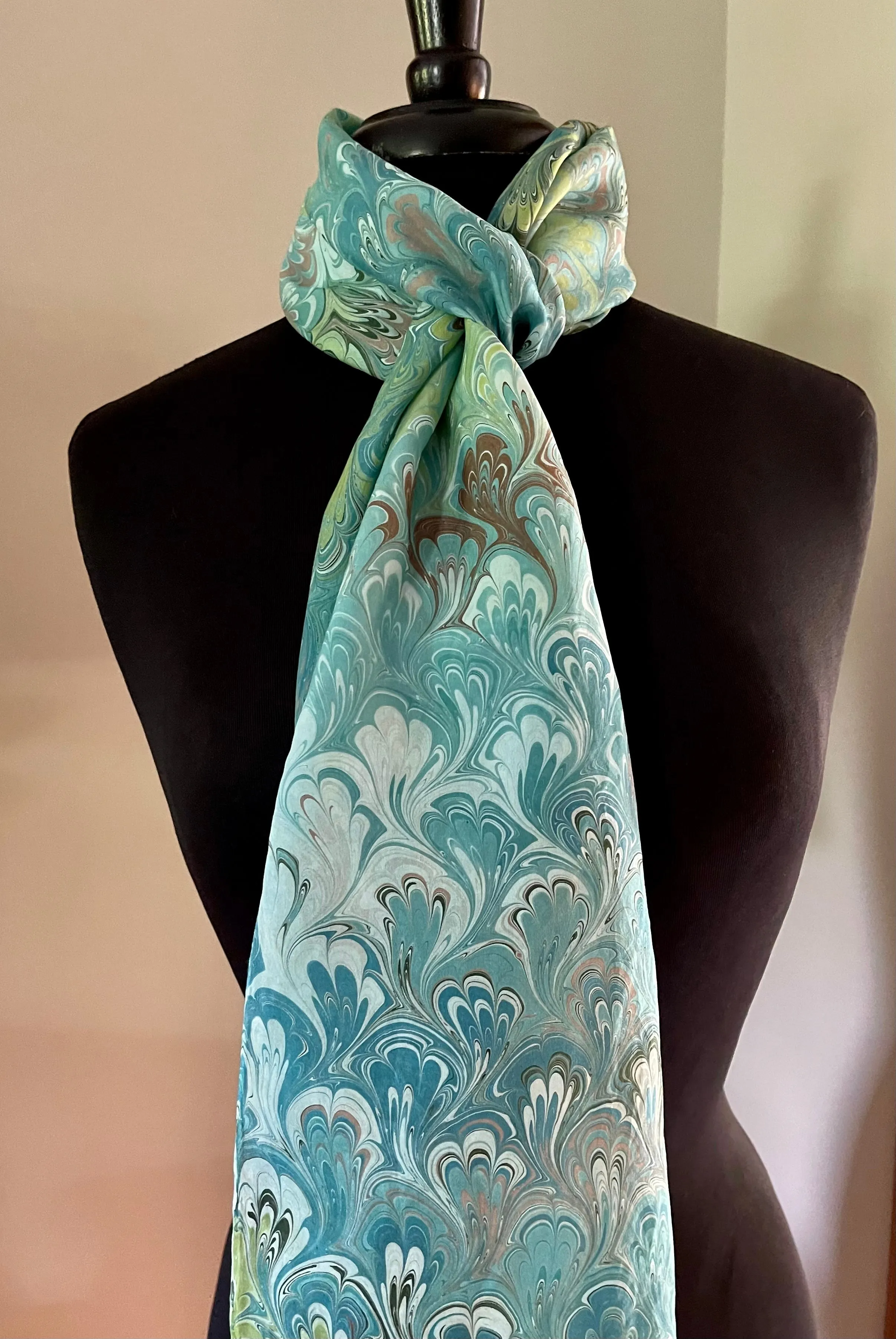 Green bouquet  Patterned Habotai Silk