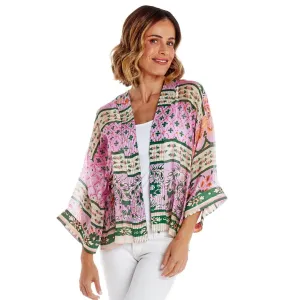 green ikat kimono