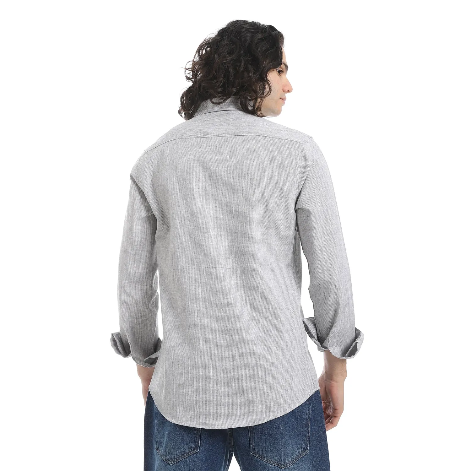 Grey_Turn_Down_Collar_Plain_Shirt