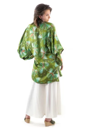 Hand Painted Short Silk Kimono 6669S - Ginkgo Garden